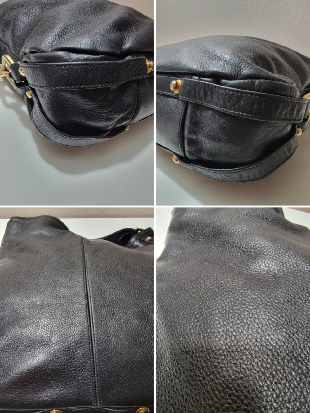 Rebecca Minkoff Nikki Hobo Black Pebbled Leather Gold Hardware Shoulder Bag Soft - Picture 11 of 12